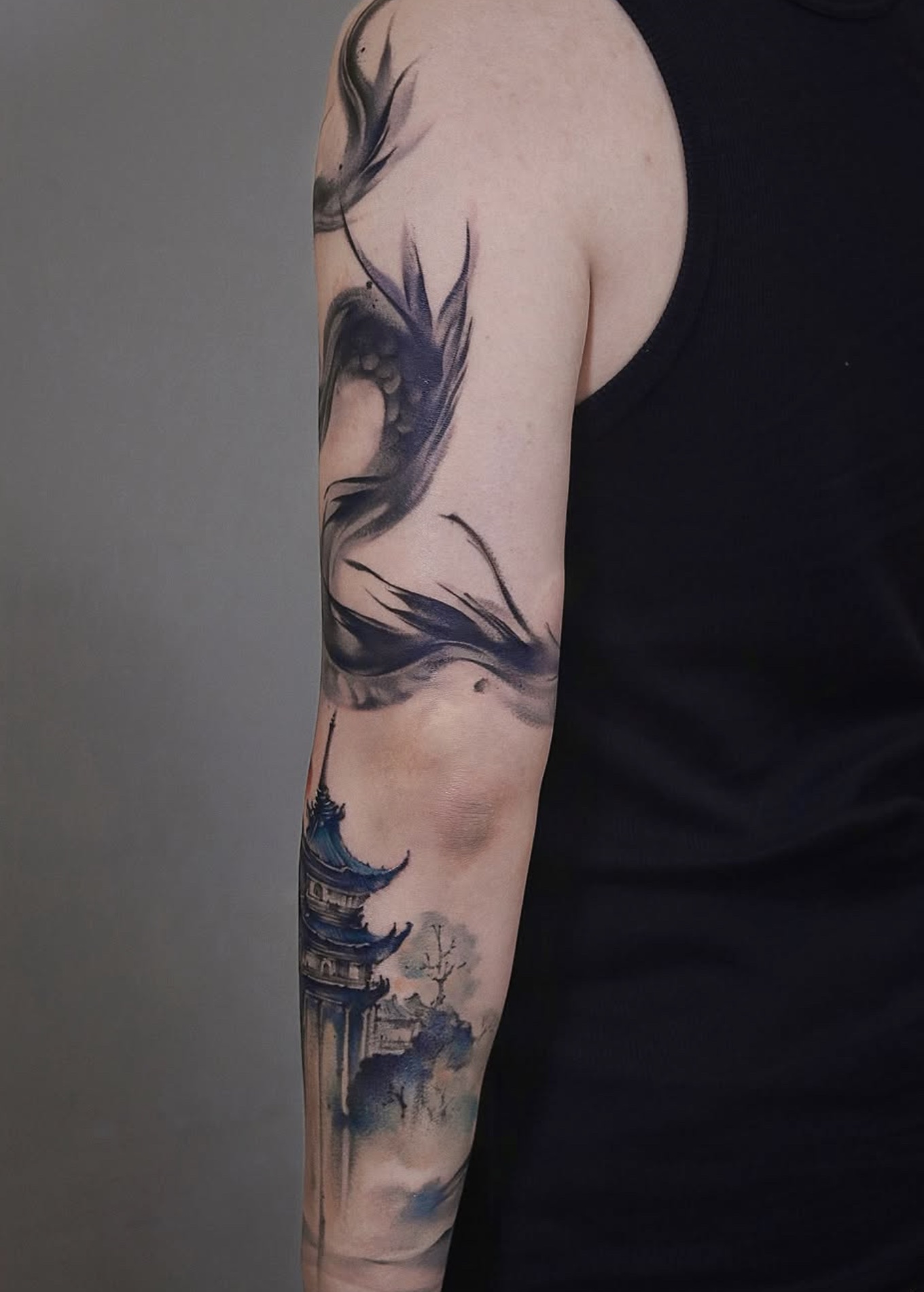 Brushstroke tattoo work 3, view 1