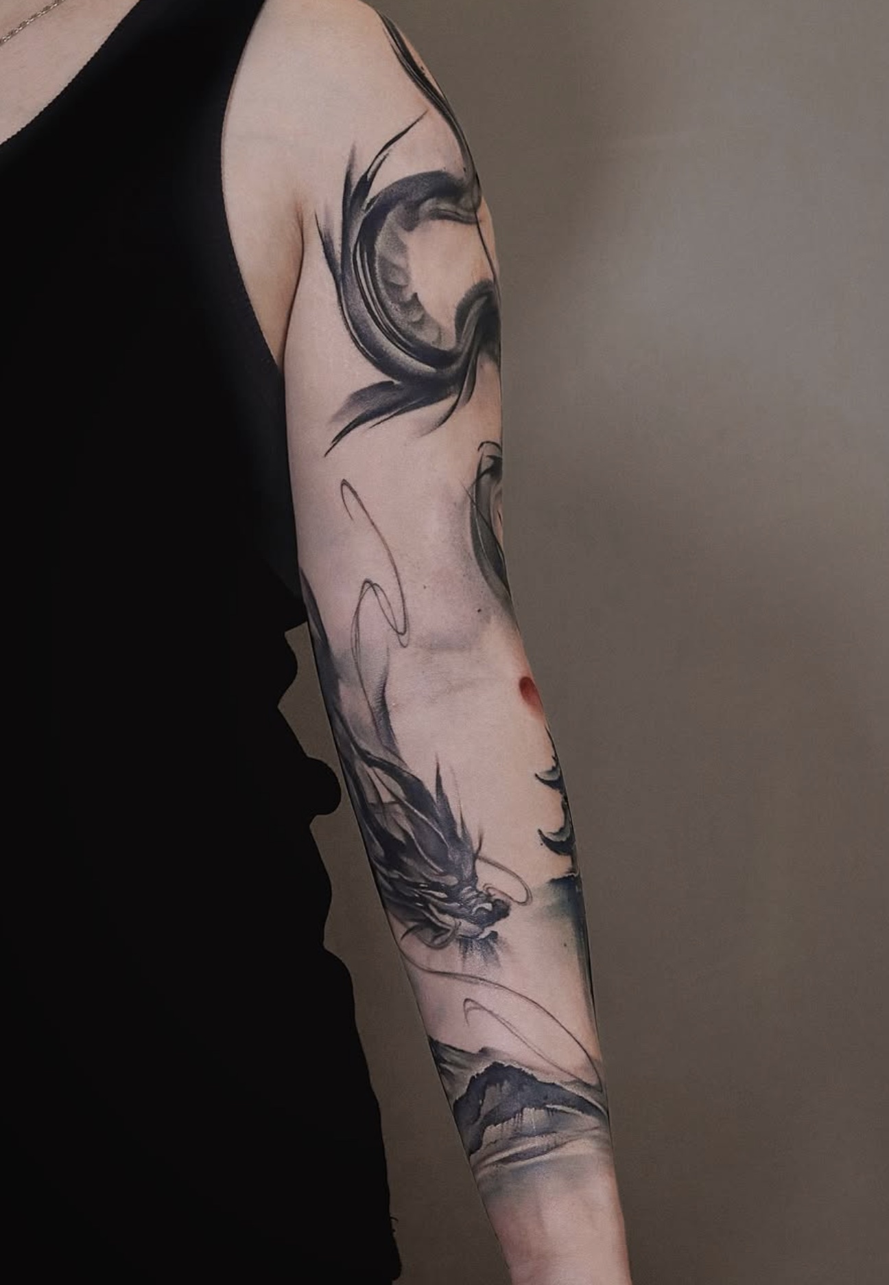 Brushstroke tattoo work 3, view 2