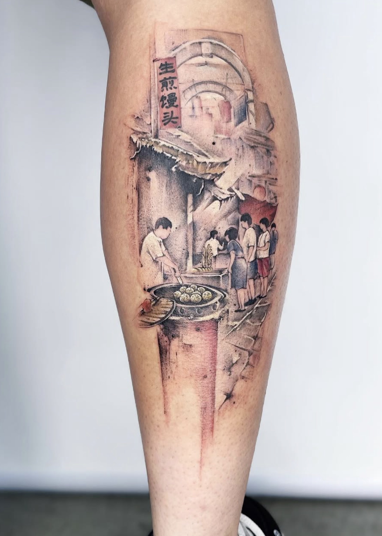 Oriental ink wash tattoo work 4