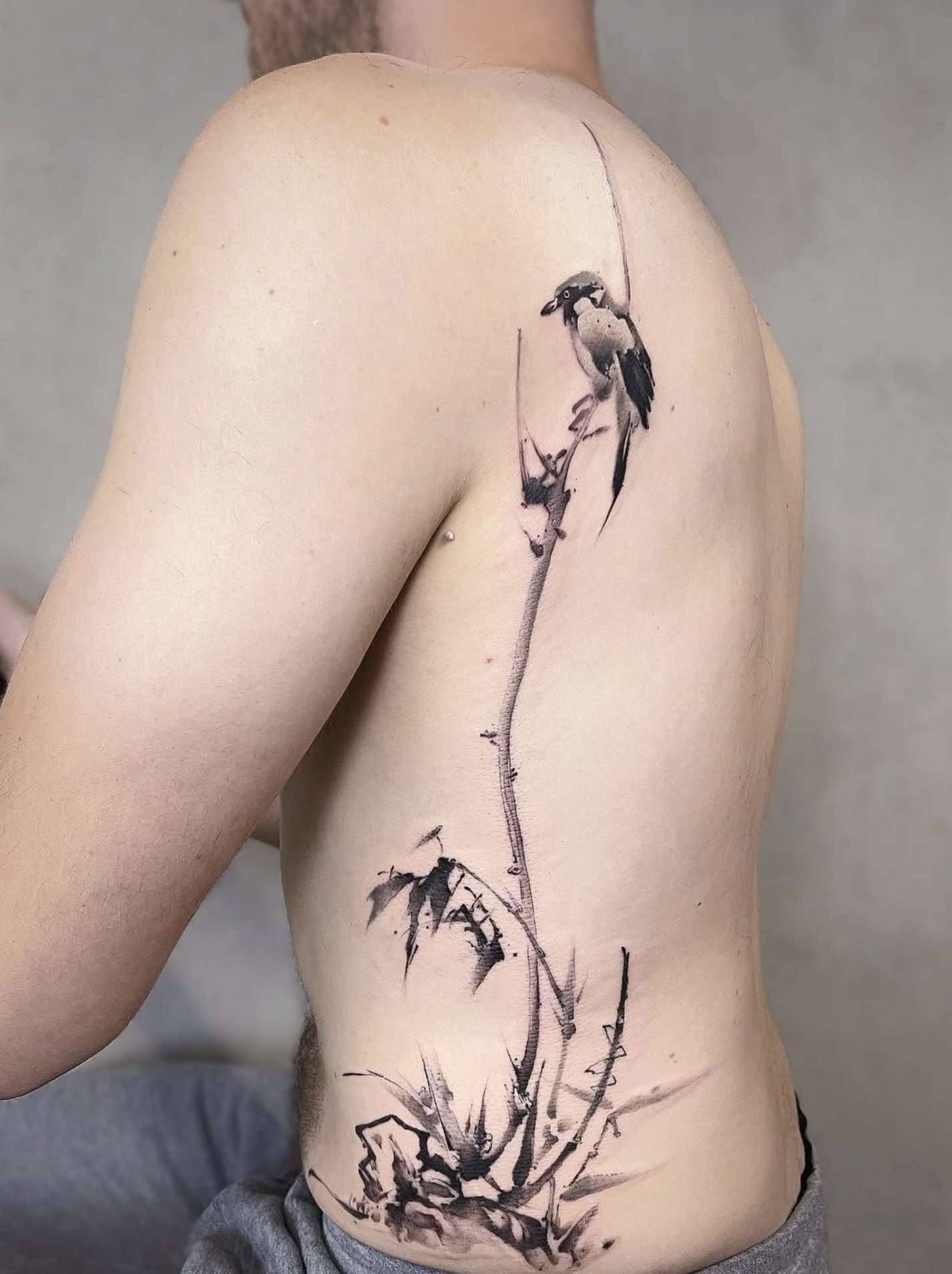 Oriental ink wash tattoo work 6