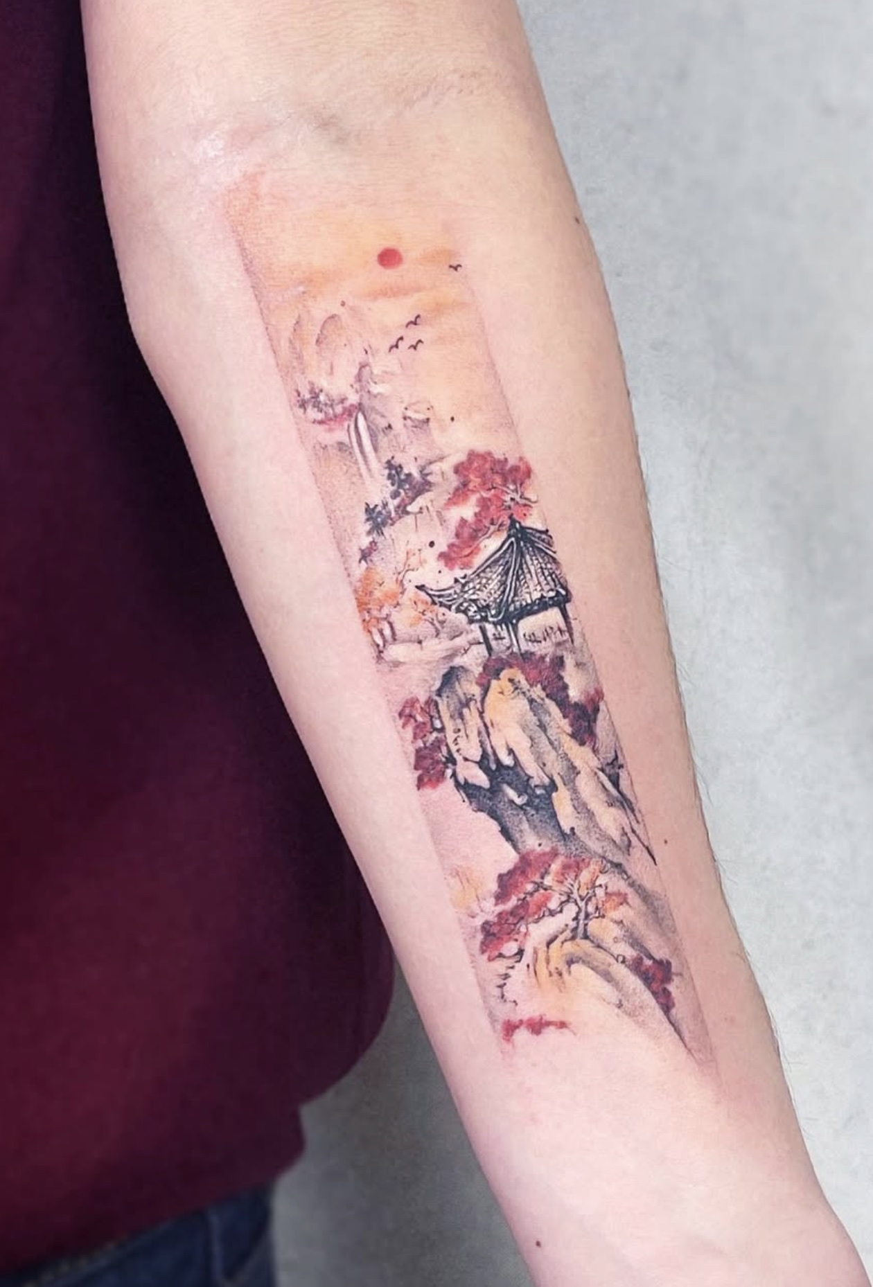 Oriental ink wash tattoo work 11